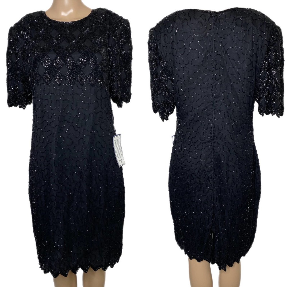 Laurence Kazar Black Sequin Mini Dress